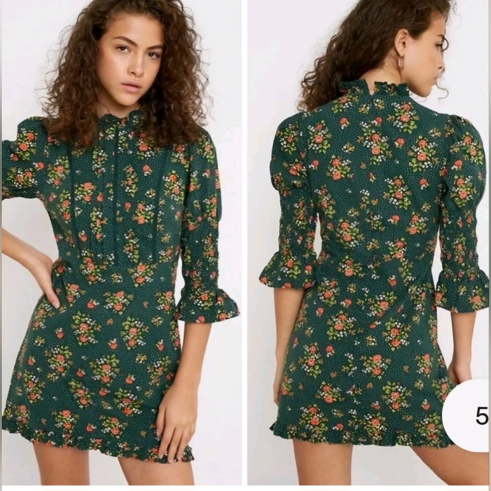 Laura Ashley Green Floral Mini Dress - Picture 2 of 16